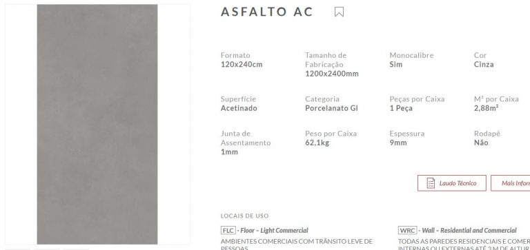 Porcelanato Esmaltado Eliane Asfalto Acetinado 120×240