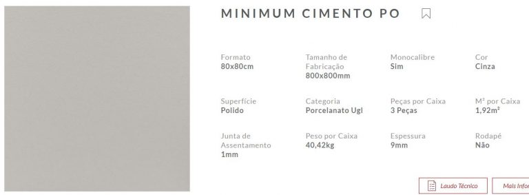 Porcelanato Eliane Minimum Cimento Polido 80×80